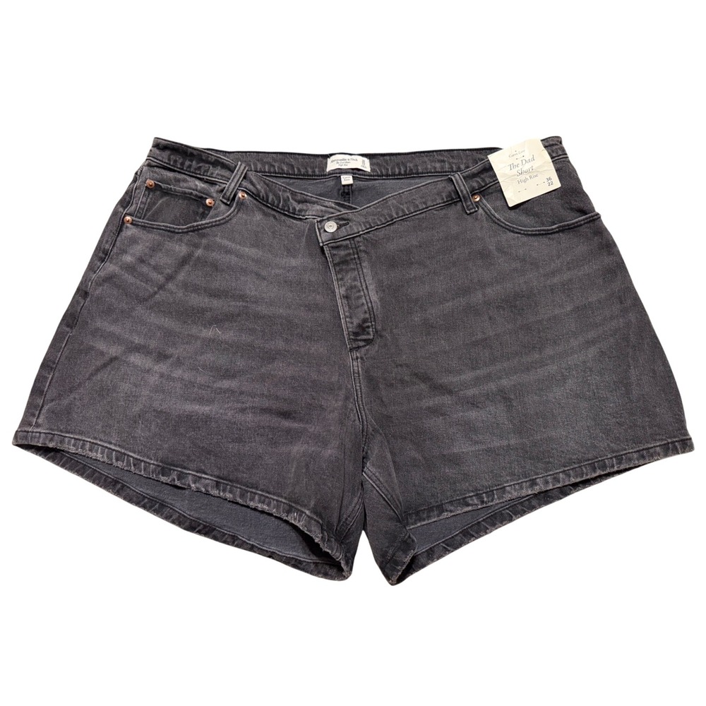 Abercrombie & Fitch Curve Love The Dad Short High Rise Criss Cross Black 36 22